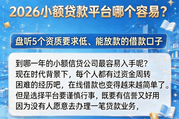 2026小额贷款平台哪个容易？盘点5个资质要求低、能放款的借款口子
