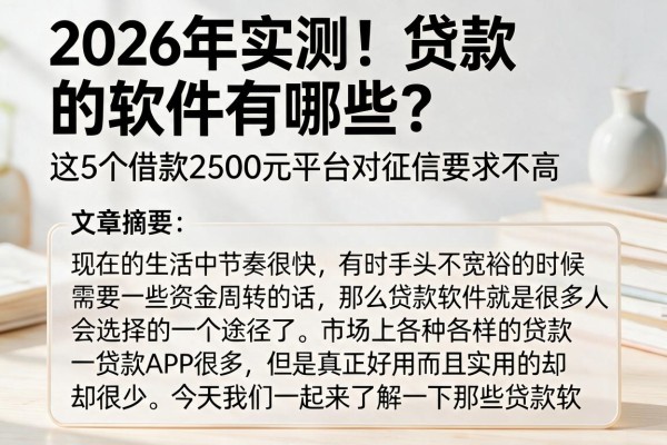 2026年实测！贷款的软件有哪些？这5个借款2500元平台对征信要求不高