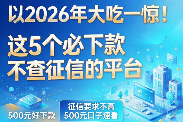 2026年大吃一惊!这5个必下款不查征信的平台,征信要求不高500元好下款口子速看