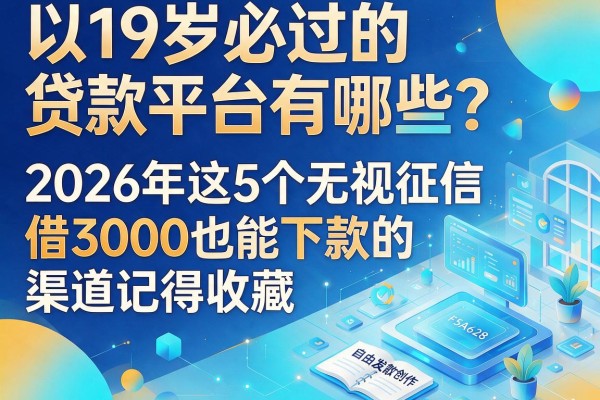 19岁必过的贷款平台有哪些？2026年这5个无视征信、借3000也能下款的渠道记得收藏