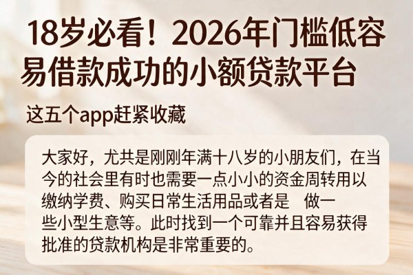 18岁必看!2026年门槛低容易借款成功的小额贷款平台,这五个app赶紧收藏