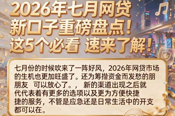 2026年七月网贷新口子重磅盘点！这5个必看，速来了解！
