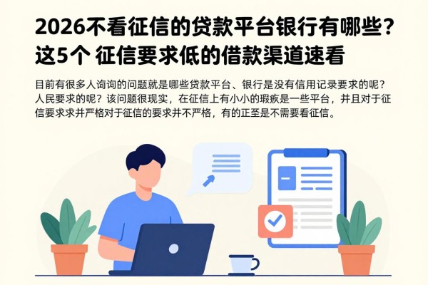 2026不看征信的贷款平台或银行有哪些？这5个征信要求低的借款渠道速看