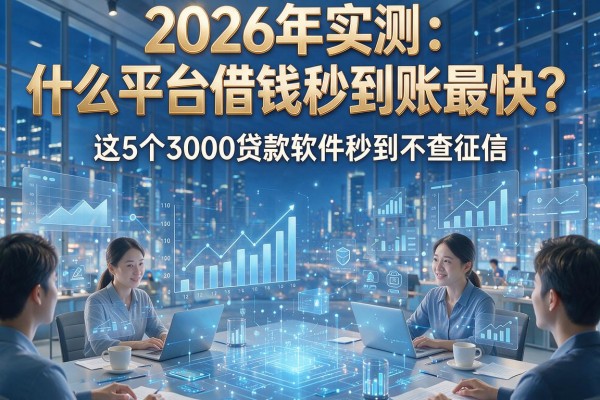 2026年实测：什么平台借钱秒到账最快？这5个3000贷款软件秒到不查征信！