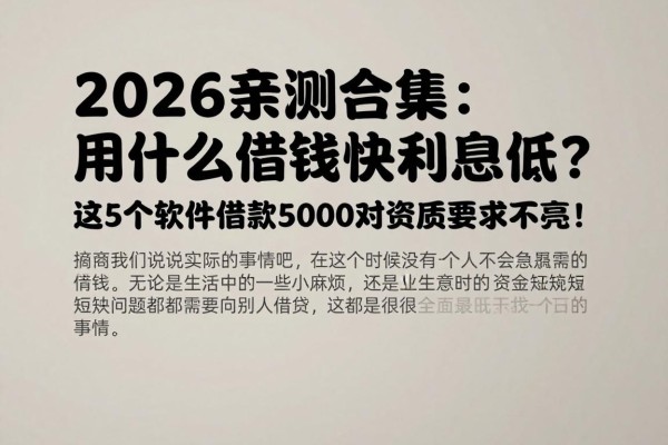 2026亲测合集：用什么借钱快利息低？这5个软件借款5000对资质要求不高！