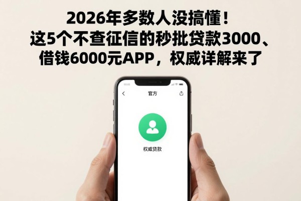 2026年多数人没搞懂!这5个不查征信的秒批贷款3000、借钱6000元APP,权威详解来了