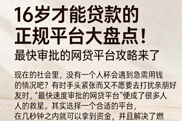 16岁才能贷款的正规平台大盘点!最快审批的网贷平台攻略来了