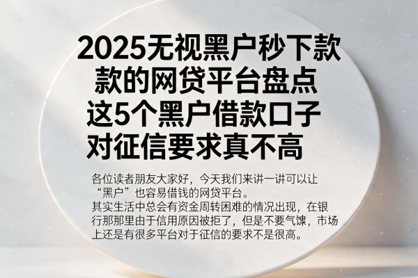 2025无视黑户秒下款的网贷平台盘点，这5个黑户借款口子对征信要求真不高