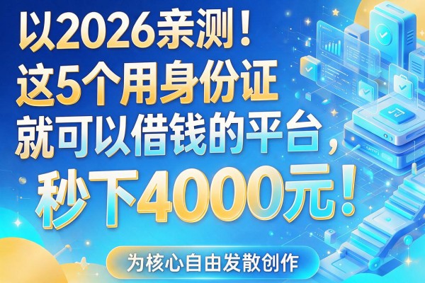 2026亲测!这5个用身份证就可以借钱的平台,秒下4000元!