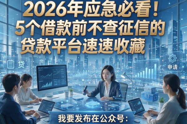 2026年应急必看！5个借款前不查征信的贷款平台速速收藏申请