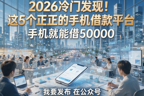 2026冷门发现！这5个正规的手机借款平台，手机就能借50000