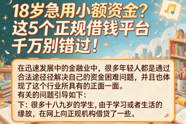 18岁急用小额资金？这5个正规借钱平台千万别错过！