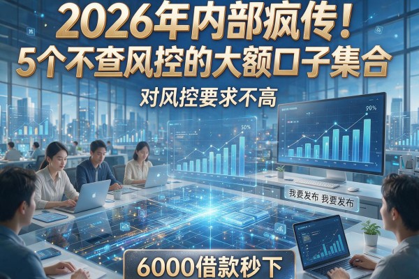 2026年内部疯传！5个不查风控的大额口子集合，对风控要求不高，6000借款秒下！
