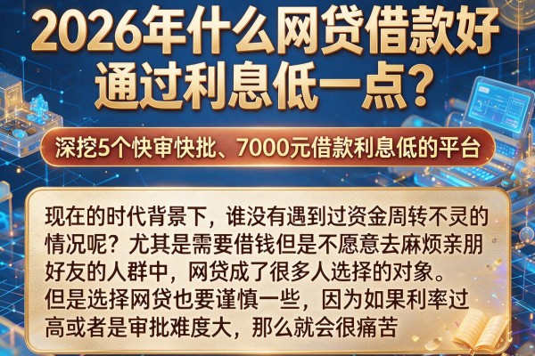 2026年什么网贷借款好通过利息低一点？深挖5个快审快批、7000元借款利息低的平台