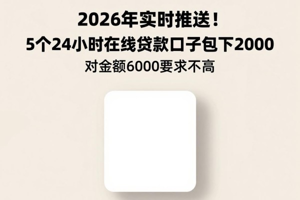 2026年实时推送！5个24小时在线贷款口子包下2000，对金额6000要求不高