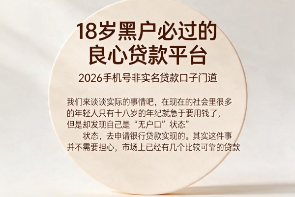 18岁黑户必过的良心贷款平台，2026手机号非实名贷款口子门道