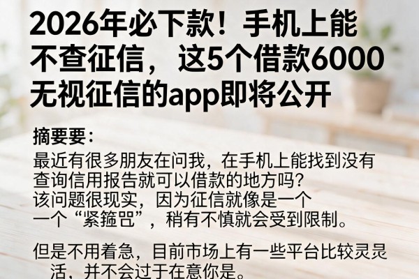 2026年必下款!手机上能不查征信,这5个借款6000无视征信的app即将公开