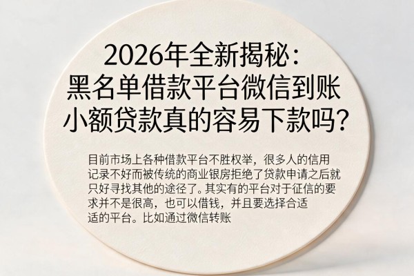 2026年全新揭秘:黑名单借款平台微信到账,小额贷款真的容易下款吗?