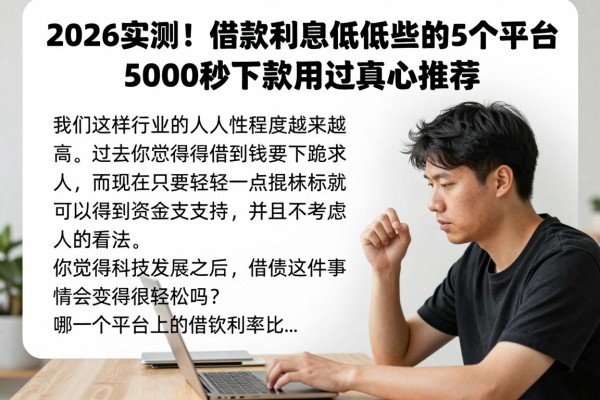 2026实测！借款利息低低些的5个平台，5000秒下款用过真心推荐