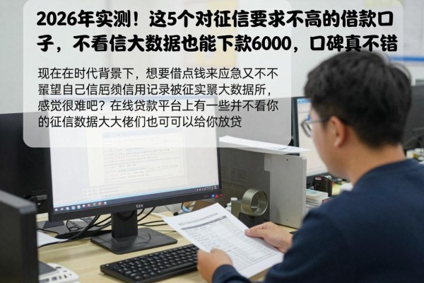 2026年实测！这5个对征信要求不高的借款口子，不看征信大数据也能下款6000，口碑真不错
