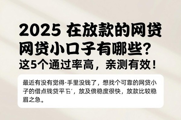 2025还在放款的网贷小口子有哪些？这5个通过率高，亲测有效！