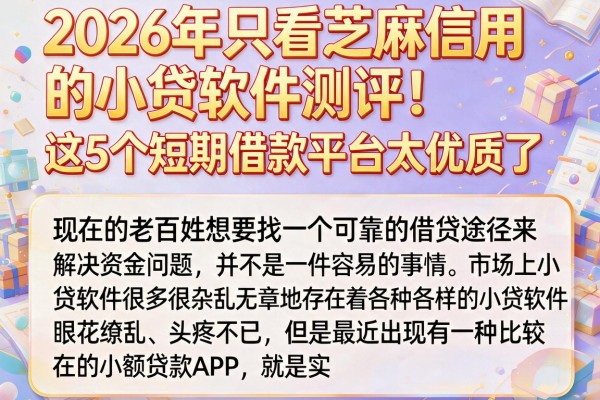 2026年只看芝麻信用的小贷软件测评！这5个短期借款平台太优质了