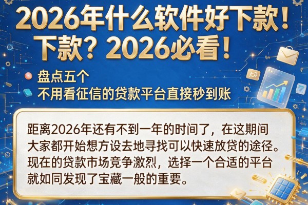 2026年什么软件好下款？2026必看！盘点五个不用看征信的贷款平台直接秒到账