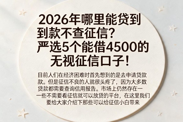2026年哪里能贷到款不查征信？严选5个能借4500的无视征信口子！