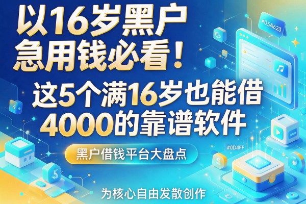 16岁黑户急用钱必看！这5个满16岁也能借4000的靠谱软件，黑户借钱平台大盘点