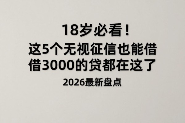 18岁必看！这5个无视征信也能借3000的贷款平台都在这了，2026最新盘点