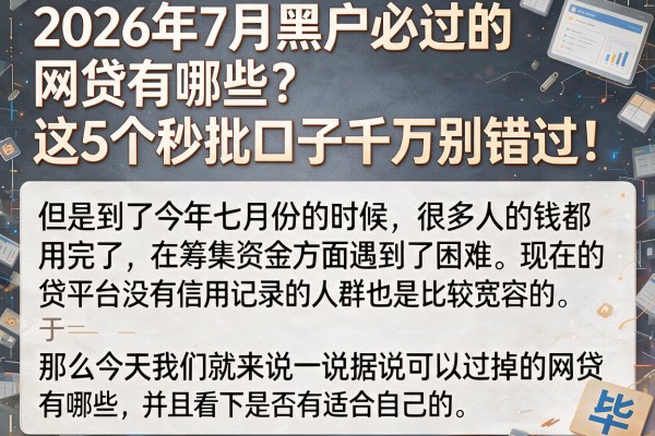 2026年7月黑户必过的网贷有哪些?这5个秒批口子千万别错过!