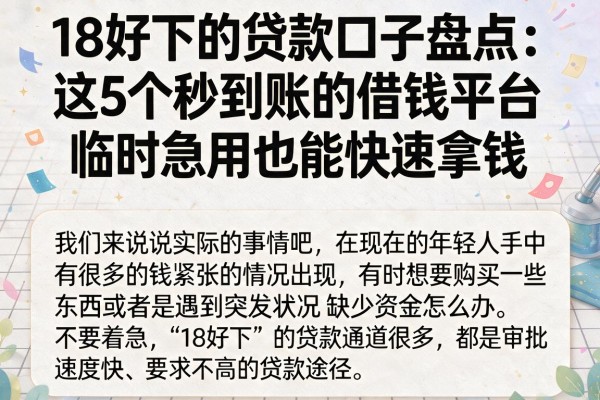 18好下的贷款口子盘点:这5个秒到账的借钱平台,临时急用也能快速拿钱