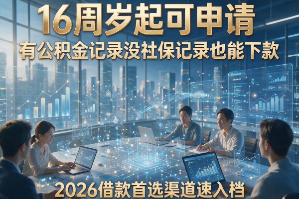 16周岁起可申请、有公积金记录没社保记录也能下款，2026借款首选渠道速入档！