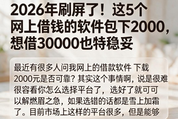 2026年刷屏了!这5个网上借钱的软件包下2000,想借30000也特稳妥