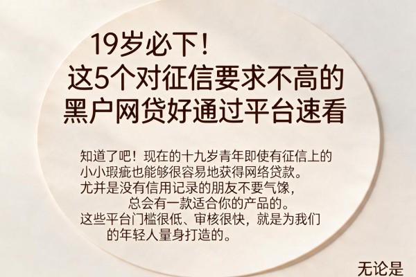 19岁必下！这5个对征信要求不高的黑户网贷好通过平台速看