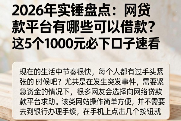 2026年实锤盘点:网贷款平台有哪些可以借款?这5个1000元必下口子速看