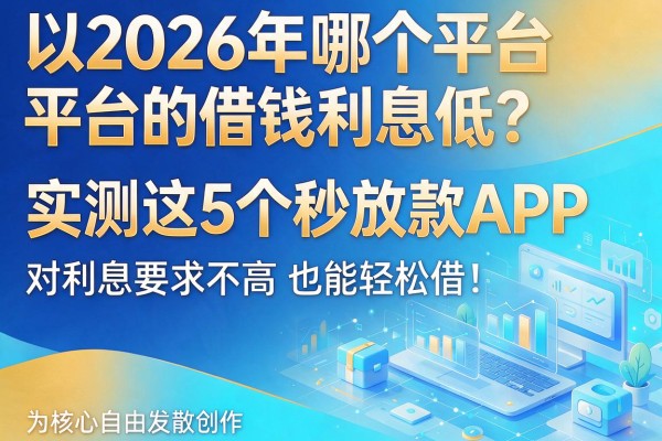 2026年哪个平台的借钱利息低？实测这5个秒放款APP，对利息要求不高也能轻松借！