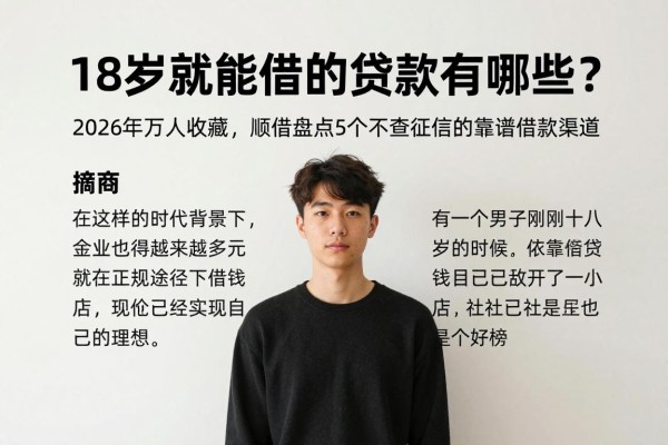 18岁就能借的贷款有哪些？2026年万人收藏，顺道盘点5个不查征信的靠谱借款渠道
