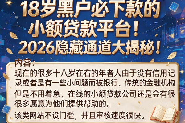 18岁黑户必下款的小额贷款平台！2026隐藏通道大揭秘！