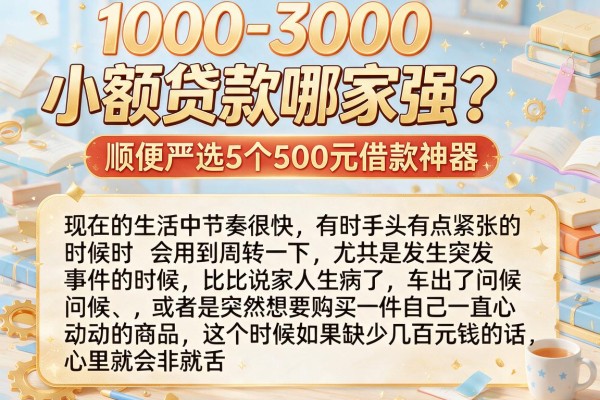 1000-3000小额贷款哪家强?顺便严选5个500元借款神器