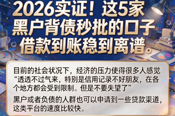 2026实证!这5家黑户背债秒批的口子,借款到账稳到离谱