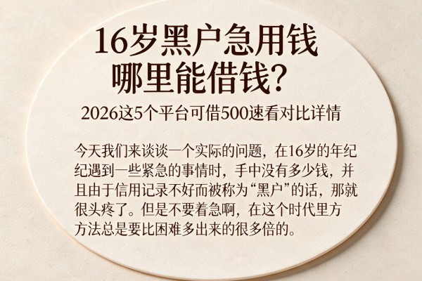 16岁黑户急用钱哪里能借钱？2026这5个平台可借500速看对比详情