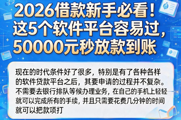 2026借款新手必看!这5个软件平台容易过,50000元秒放款到账