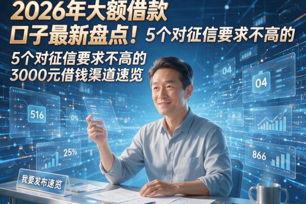 2026年大额借款口子最新盘点!5个对征信要求不高的3000元借钱渠道速览