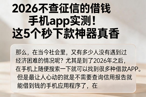 2026不查征信的借钱手机app实测！这5个秒下款神器真香