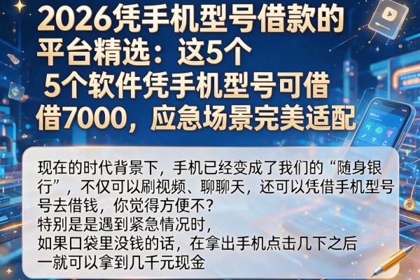 2026凭手机型号借款的平台精选:这5个软件凭手机型号可借7000,应急场景完美适配