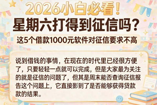 2026小白必看！星期六打得到征信吗？这5个借款1000元软件对征信要求不高