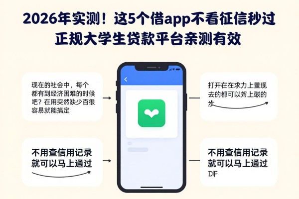 2026年实测!这5个借钱app不看征信秒过,正规大学生贷款平台亲测有效