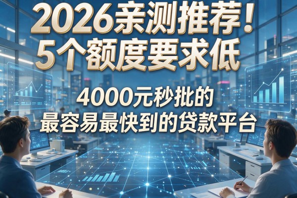 2026亲测推荐！5个额度要求低、4000元秒批的最容易最快到的贷款平台