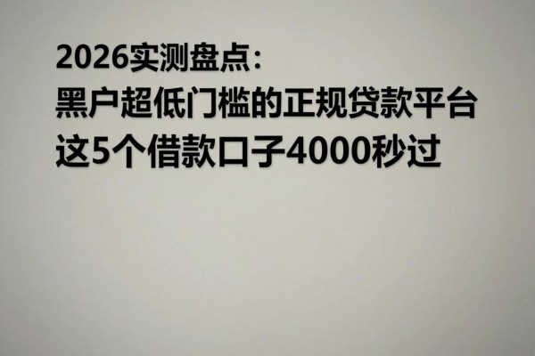 2026实测盘点:黑户超低门槛的正规贷款平台,这5个借款口子4000秒过